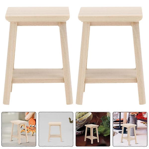 Miniatyr möbler träpall för dockhus 3-delat set med hållbar design