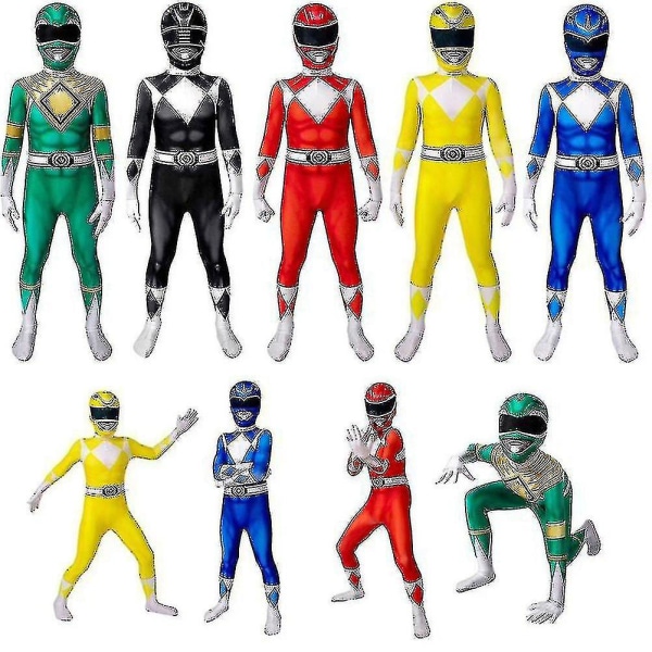 Power Ranger -asu, aikuisten miesten vartalopuku, aikuisten Halloween -asu Green 180cm