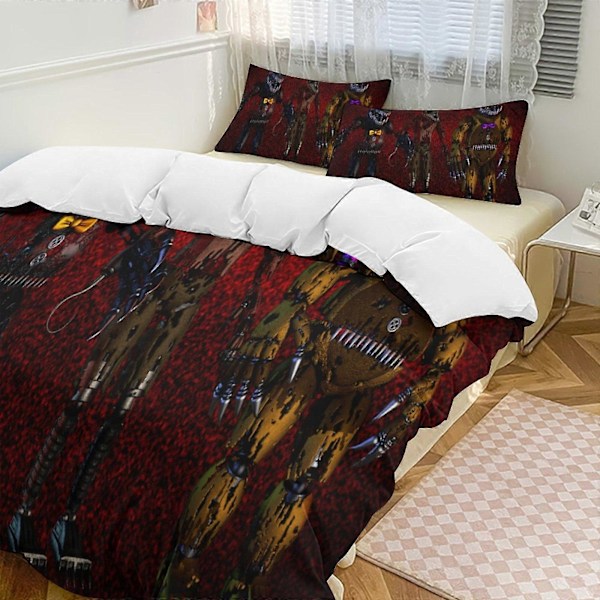 v1017 Five Nightat Freddy Täcke Set Tjockt Mjukt 3-delars Sängklädesset Året Runt Täcke med 2 Örngott för Vuxna Kvinnor Flickor Tonåringar Hemrum 200x200cm 78x78in