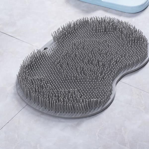 Foot Massager Scrubber Mat TPR Foldable Hook Foot Scrubber Cleaning Brush with Suction Cup Dark Grey