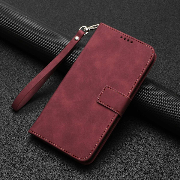 For Samsung Galaxy S23 Ultra Slim Fit Telefondeksel Magnetisk Låsestativ Mobiltelefon Flip Lommebokdeksel Wine red Samsung Galaxy S23 Ultra