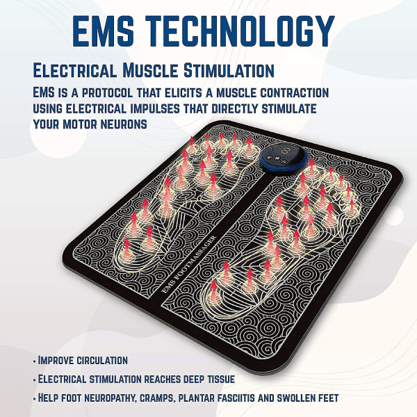 Ems Elektrisk Fotmassasjeapparat - Sirkulasjonsfotmassasjeapparat Fotrefleksologimassasjeapparat - Fotsirkulasjonsmassasjeapparat - Fotmassasjeapparat for sirkulasjon - 6 moduser 9 int