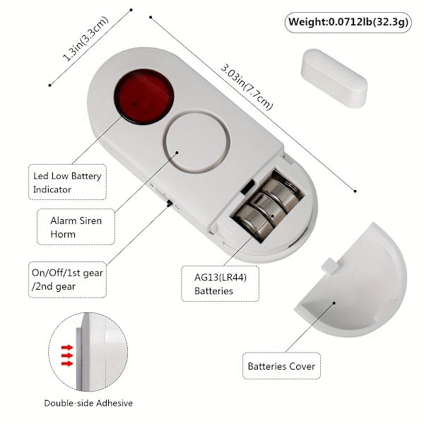 1/2/4ST Trådlöst Fönster Dörr Inbrottslarm, Säkerhetsvarningssystem, Magnetisk Sensor, För Hemmakontor Lager Butik Äldre Barns Säkerhet 2PCS