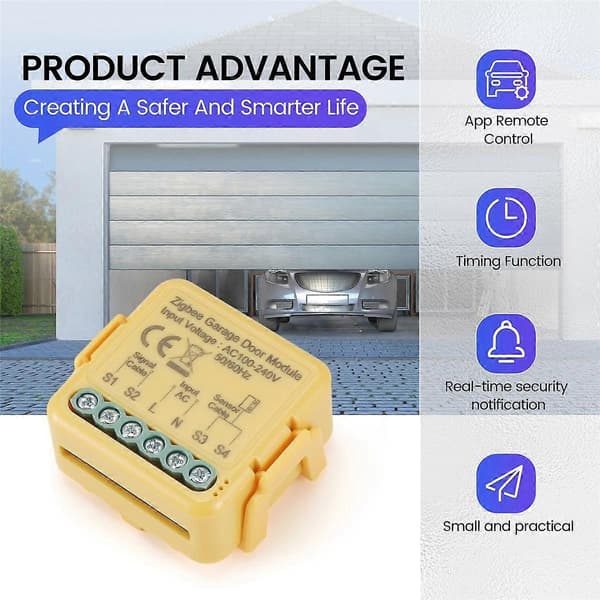 Zigbee Garagedörrstyrare Tuya Intelligent Timing Garage Flap Rullgardinsstyrare Smart On/Off Switch