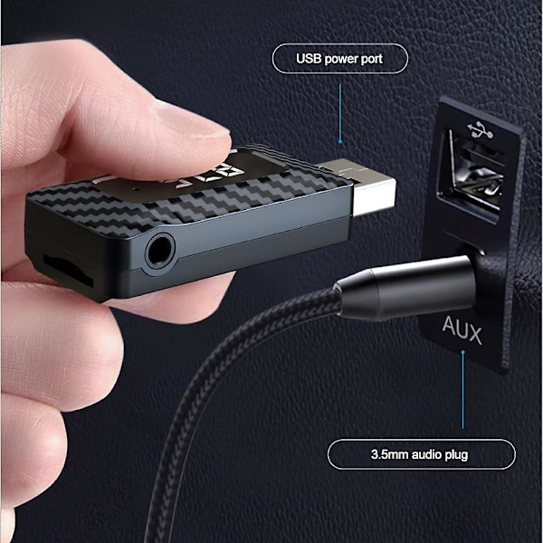 3-in-1 Auton Bluetooth 5.3 -lähetin ja vastaanotin Mini FM-lähetin LED-näytöllä Handsfree-puhelu Auton sarja Langaton AUX-ääniadapteri Tukee TF-korttia