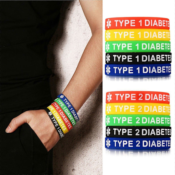 Medicinskt Nödlarm ID Armband Bärbart Armband för Diabetes Typ 1/2