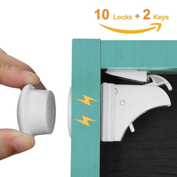 Magnetisk skaplås, 10 låser + 2 nøkler