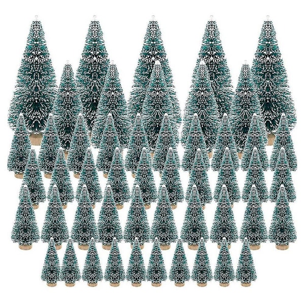 50 stk Miniatyr Kunstige Juletre Små Snø Frost Trær Furu
