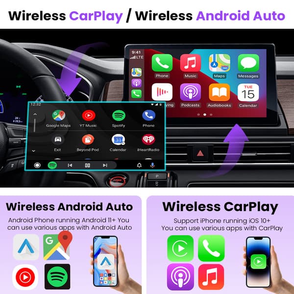 2-in-1 langaton Carplay-sovitin automuunnin