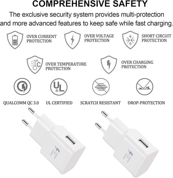 Pakke med 4 USB-strømadaptere 5V-2A Universell hurtiglader