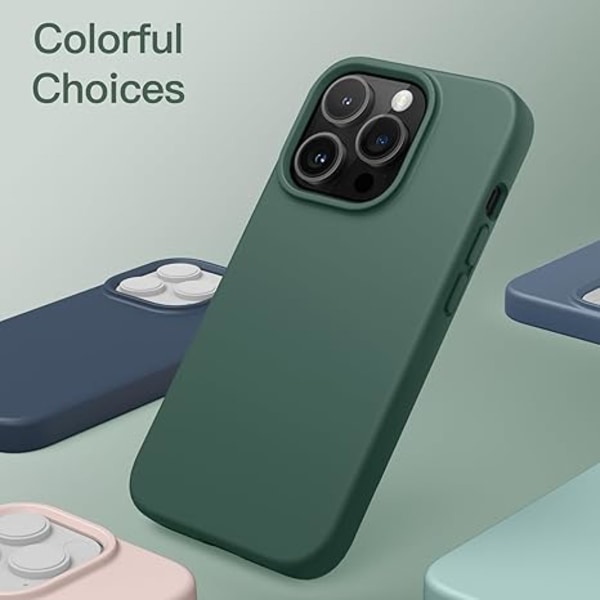 iPhone 14 Pro Silikonskal, för 6,1 tum (ungefär 6,1 cm), Silkeslen Mjuk Känsla Fullständigt Skydd, Stötsäkert Skyddsfodral, med Mikrofiberfoder Pine Green