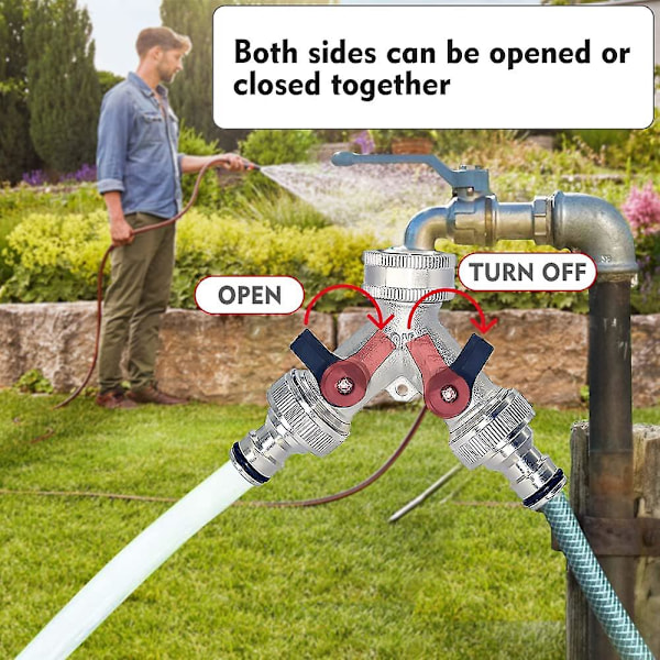 Haveslange Splitter, 2-vejs Slange Splitter Dobbelt Messinghane Med 2 stk 3/4 Tommer Haneslangekobling Til Havevanding