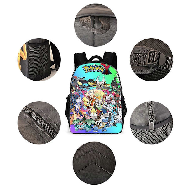 3-pack Pokémon Skolväska Pikachu Ryggsäck Polyester Bekväm Lätt Barnväska