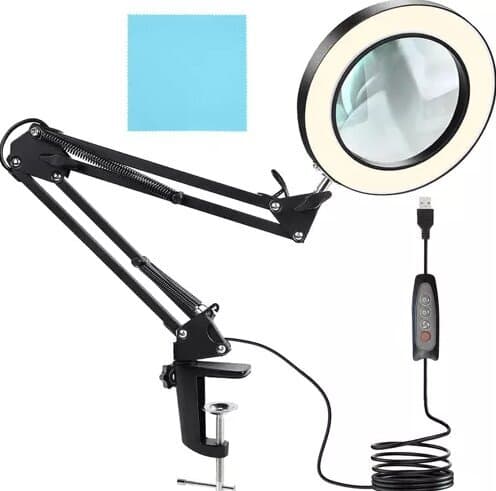 LED armatur med forstørrelsesglas, sort