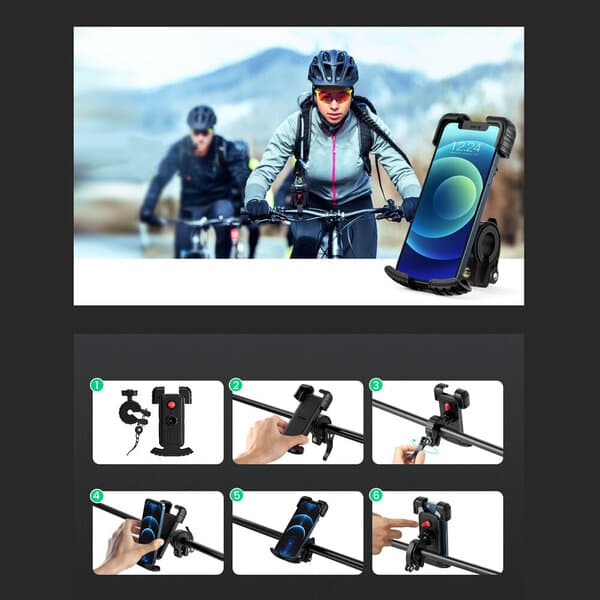 Telefonholder til cykel og motorcykel, sort