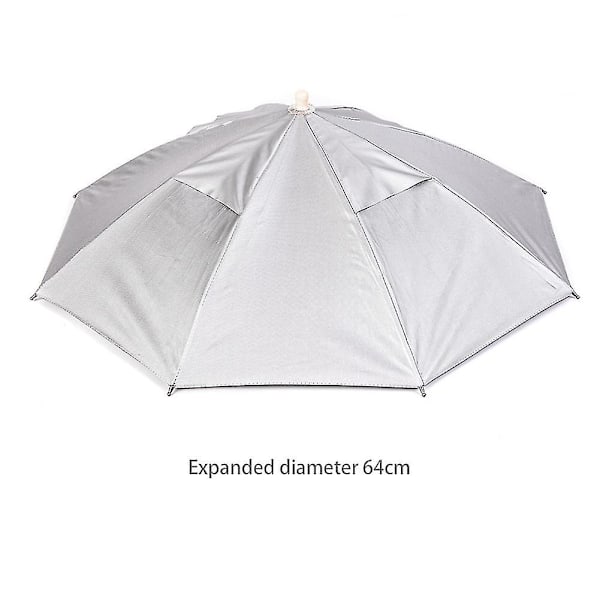 Paraply Hat Foldbar Fiskeri Camping Udendørs Sol Regn Hue Hovedbeklædning Beskyttelse Silver