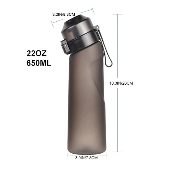 Smaksatt vattenflaska med 7 smakpoddar Luftvattenflaska 650ml Luft Startpaket Vattenflaska för Camping Sport Purple