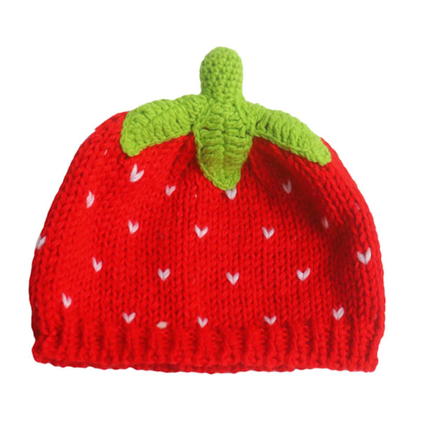 Jordbær Hat Strikket Beanie Cap Hæklet Pige Rød Frugt Koldt Vejr Hat Hovedbeklædning Dame Voksen Casual Skull Cap Strikket Hat