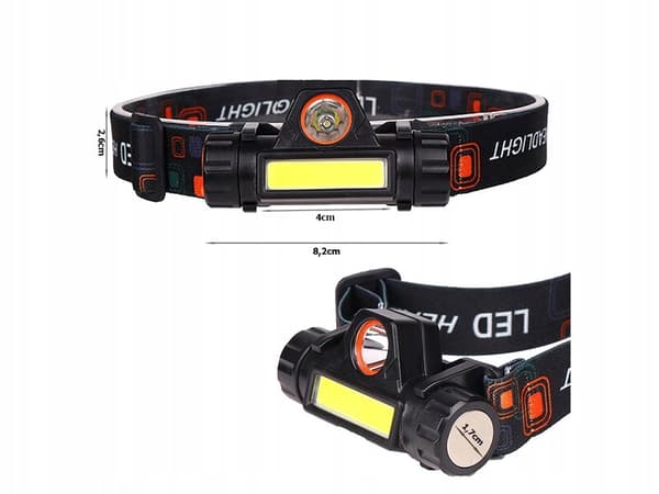 4in1 LED-otsalamppu, musta
