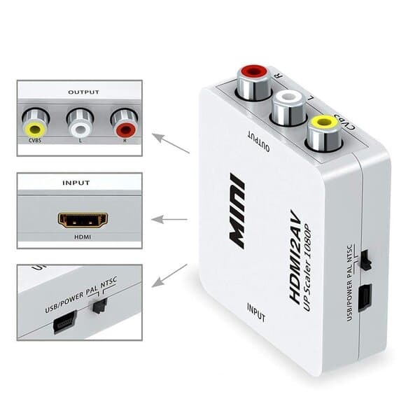Video konverteringsadapter HDMI til AV RCA-konverter