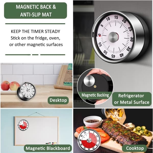 Magnetisk kjøkkentimer - Visuell timer for barn, 60 minutter