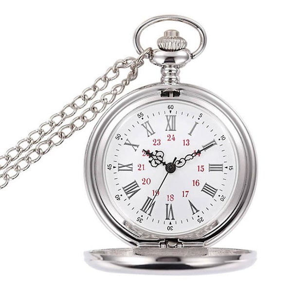 Miesten taskukello taskukello retro muodikas taskukello taskukello miehet hopeanvärinen taskukello Silver