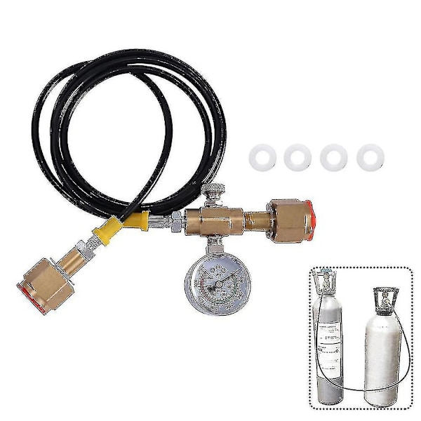Argon Co2 Fyllestasjon Ladeadapter Til Små Sveiseflasker, m/ 1.5 Meter Myk Slange 3500psi