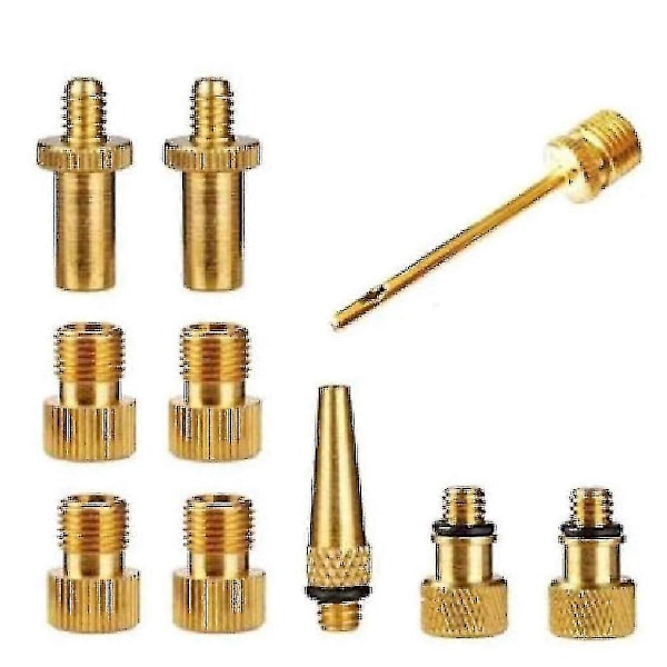 10 stk. Pumpe Dyse Sett Presta Schrader Ventil Slange Sykkelventiladaptere For Landevei & Fixi