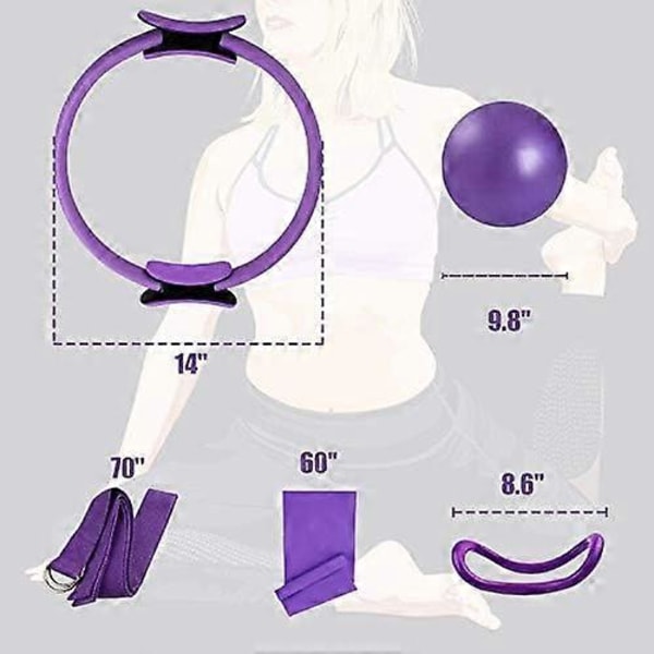 5 st Pilates Ring Set 14\" Yoga Fitness Magic Circle Pilates Utrustning för Hemträning Fitnesskit