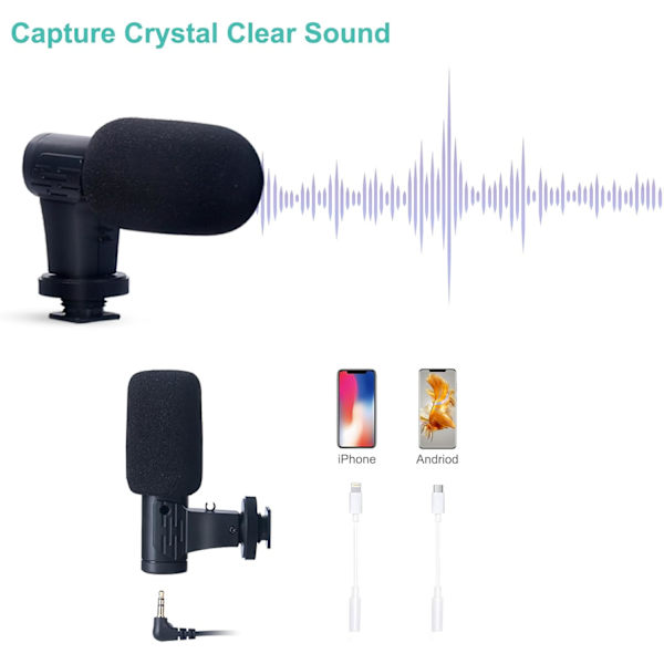 Vlogging Kit til iPhone, Android med Tripod, 36 LED Lys, YouTube Starter kit med Mini Mikrofon