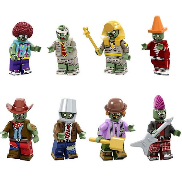 8 st Plants Vs Zombies Action Mini Figurer Byggklossar Barn Passar Leksak Present Set