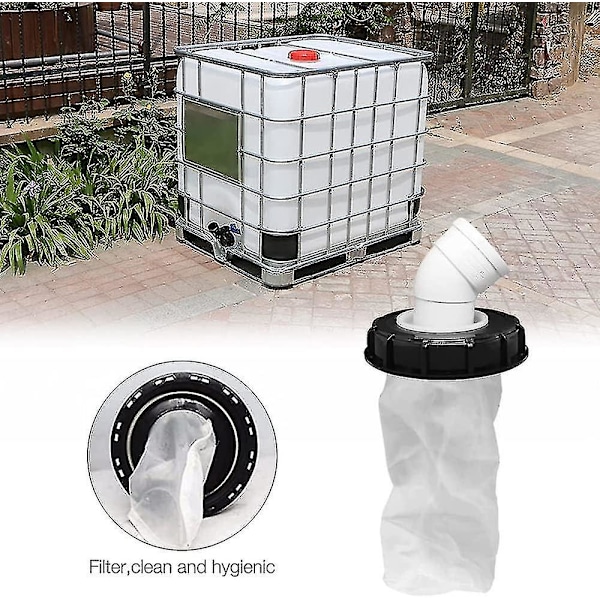 Låg med IBC Filter, 163mm IBC Lågfilter, IBC Filter Låg med Vaskbart Filter, IBC Låg med DN 75 45 Albue, Regnvandsfilter til IBC Vandtank