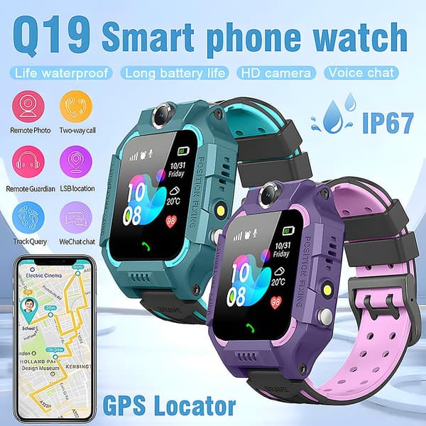 Q19 Barn Smart Klocka Telefon Samtal SOS LBS Position Röstchatt Samtal Barn Smartwatch för barn Klocka Barn Smartklocka