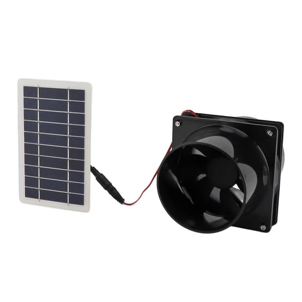 10W 12V Solcelledrevet Udstødningsventilator til Runde Rør ABS Solpanel Ventilationsventilatorsæt til Kæledyrshus Hønsehus RV Drivhus