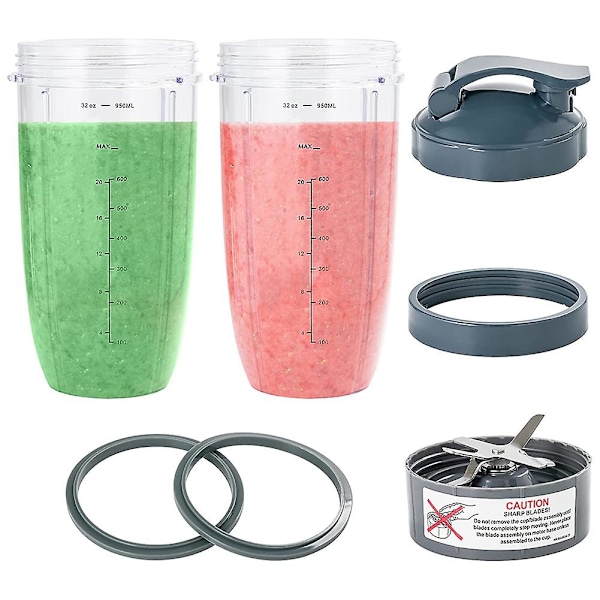 7 Delars Nutribullet Blender Koppar & Blad Ersättningsset 95cl Stor Kopp Kompatibel för NutriBullet