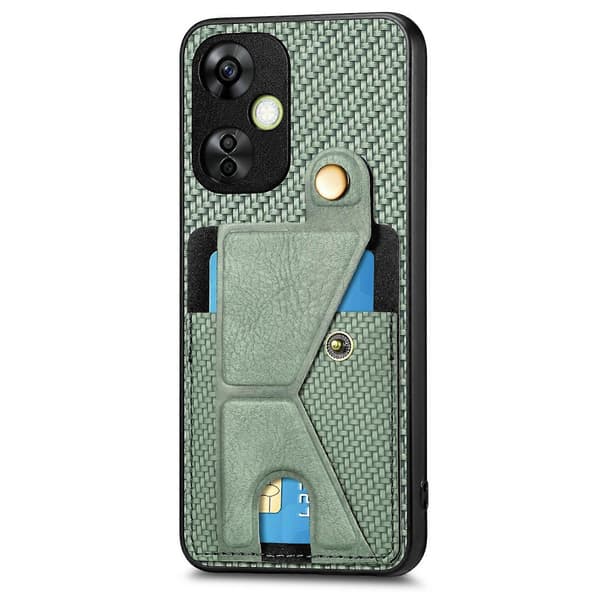 Carbonfiber-tegnebogs-telefonetui til OnePlus Nord CE 3 Lite Green