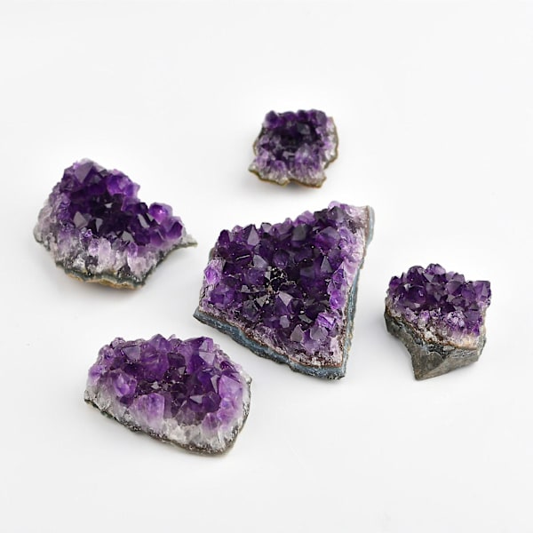 2x Naturlig Ametist Kvarts Geode Druzy Kollektion Kluster Prov 20-30g