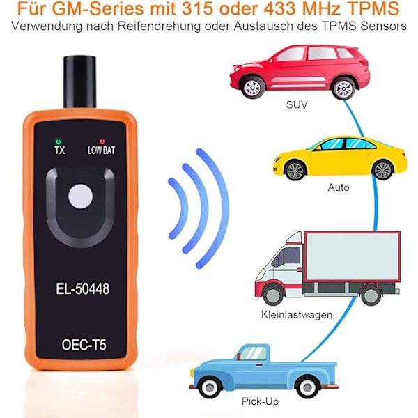 Tpms El-50448 Oec-t5 Opel-ren rengaspaineenvalvontatyökalu