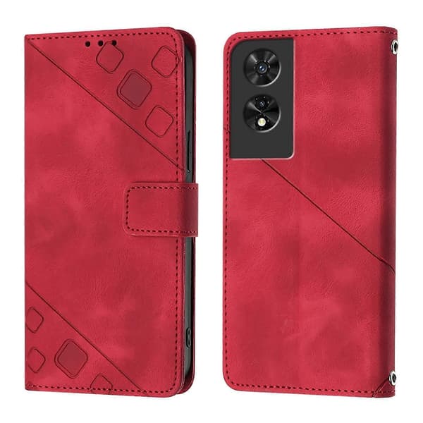 Präglad Läderfodral för TCL 505 Red