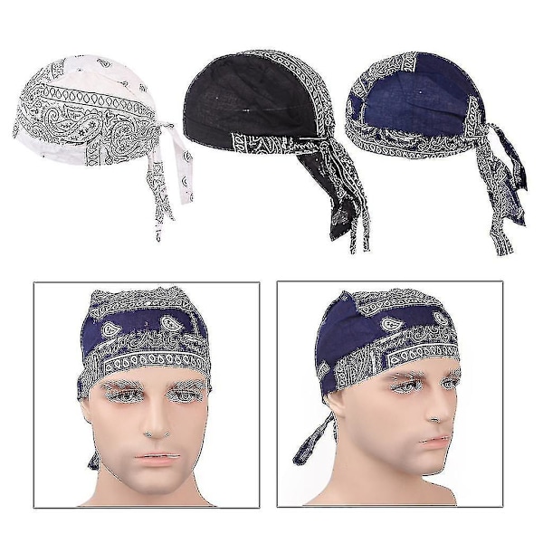 3 stk. Dame Herre Hodeplagg Bandana Muim Hodeskjerf Beanie Lue