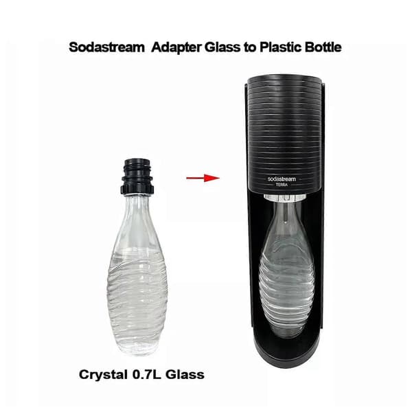 Musta Quick Connect -soodapulloadapteri Soda Crystal 0,7 l lasipullolle