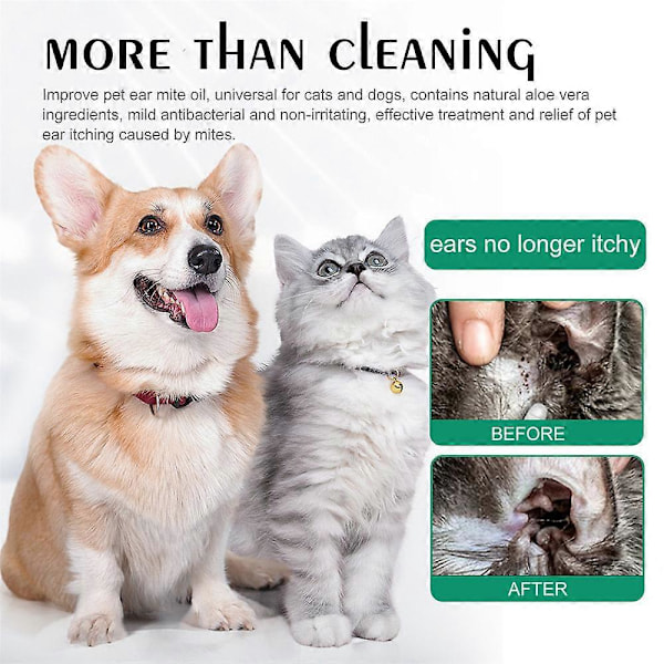20ML Øredråber til Kæledyr Fjerner Øremider Forbedrer Hørelsen Let at Bruge Effektiv Kat Hunde Ørerenser Kæledyrsartikler 3pcs