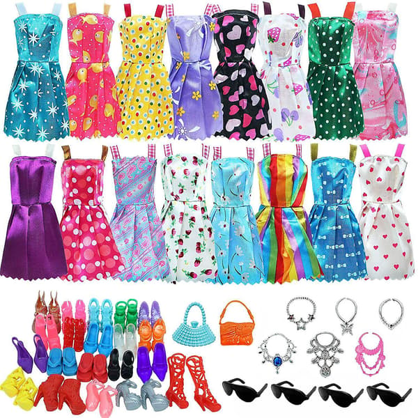 Barbie Dockkläder Bundle Klänningar Skor Tillbehör Set