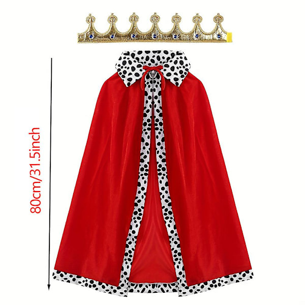 Halloween-juhlan Cosplay-kuningaspuvut lapsille, viitta, kaapu, kruunu ja septeri -setti, asut, lahjat Red 90cm