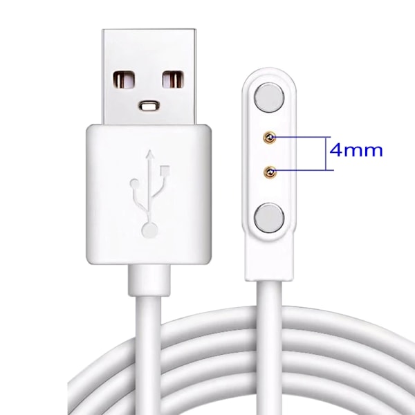 1kpl Universaali Älykellon Laturijohto, Magneettinen Latauskaapeli 2-nastainen USB-laturi Älykellolle 4mm