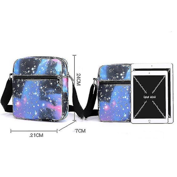 3 st/set Billie Eilish Satchel Casual Skolväska Ryggsäck Med Pennfodral Messenger Bag