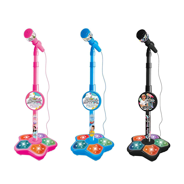 Elektrisk mikrofon for barn, justerbart stativ, karaokemaskin med lys, jenter og gutter Blue