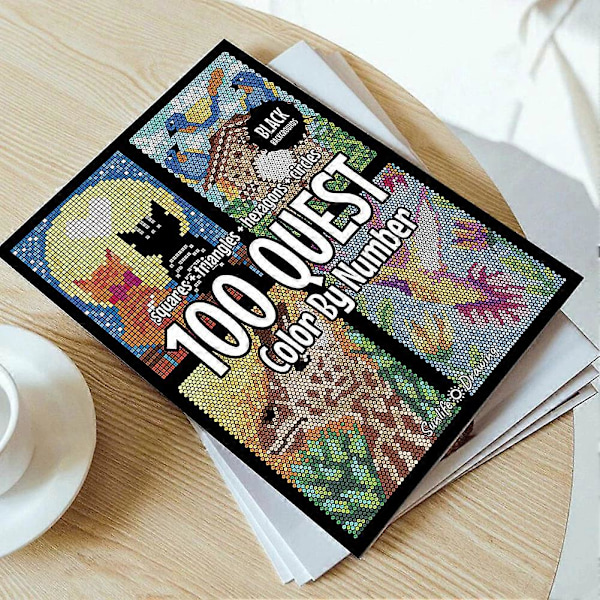 100 QUEST Väritä Numeroiden Mukaan - Puzzle-värikyniä Aikuisten, Kannettava Helppo Värikyniä Toiminta Kirjat Suuri Lahja Idea