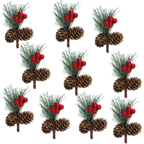 Mini Julgransaccessoarer Kottar Tallgrenar Juldekorationer Små Blomsterarrangemang