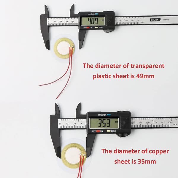 15 stk 35mm Piezo-skiver, Akustisk Pickup Piezo-skive Element Sensor Piezo Pickup Transduser Forhåndstilkoblet